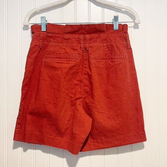 Boden Rust Linen Paperbag Waist Shorts Size 2 - Picture 5 of 5